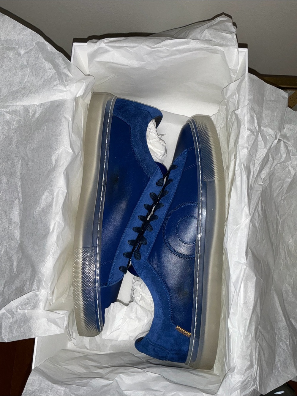 Oliver Cabell Navy Blue Low-Top Sneakers with Translucent Sole